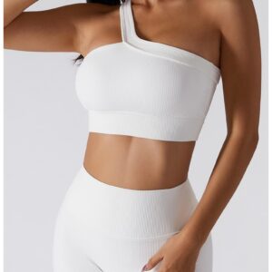 2023 New Spring and Summer One-shoulder Yoga Bra One-piece Sports Bra Wearing Fitness Yoga Clothes Outside.
