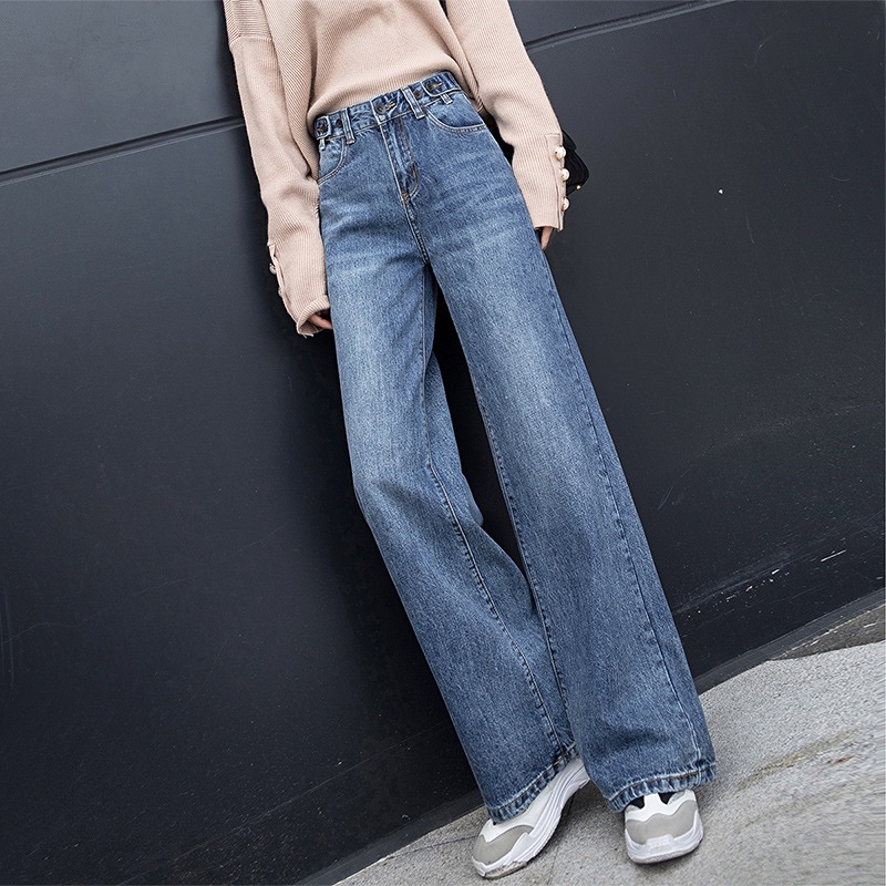 Wide leg jeans women 2023 new high waist drape casual relaxed retro slim straight jeans